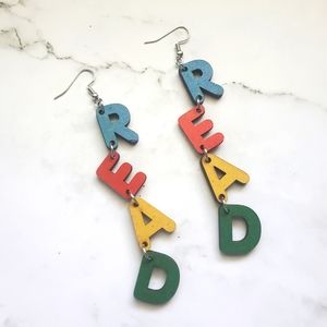 Letter Drop Earrings, Read